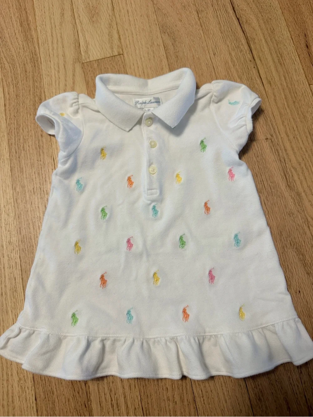 Ralph Lauren White Polo Dress with Pastel Pony Embroidery
